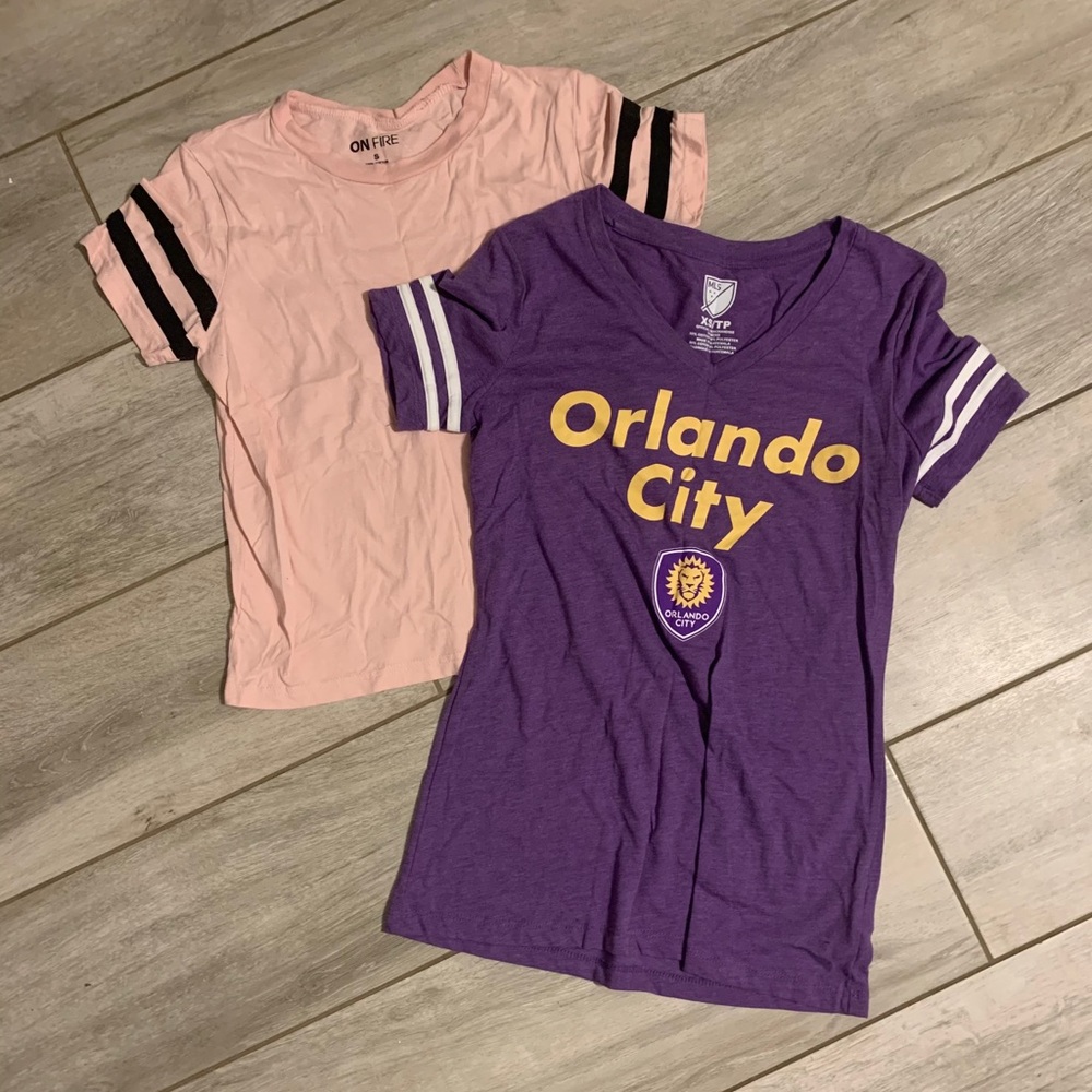 Casual athletic T-shirts, pink crop, lot